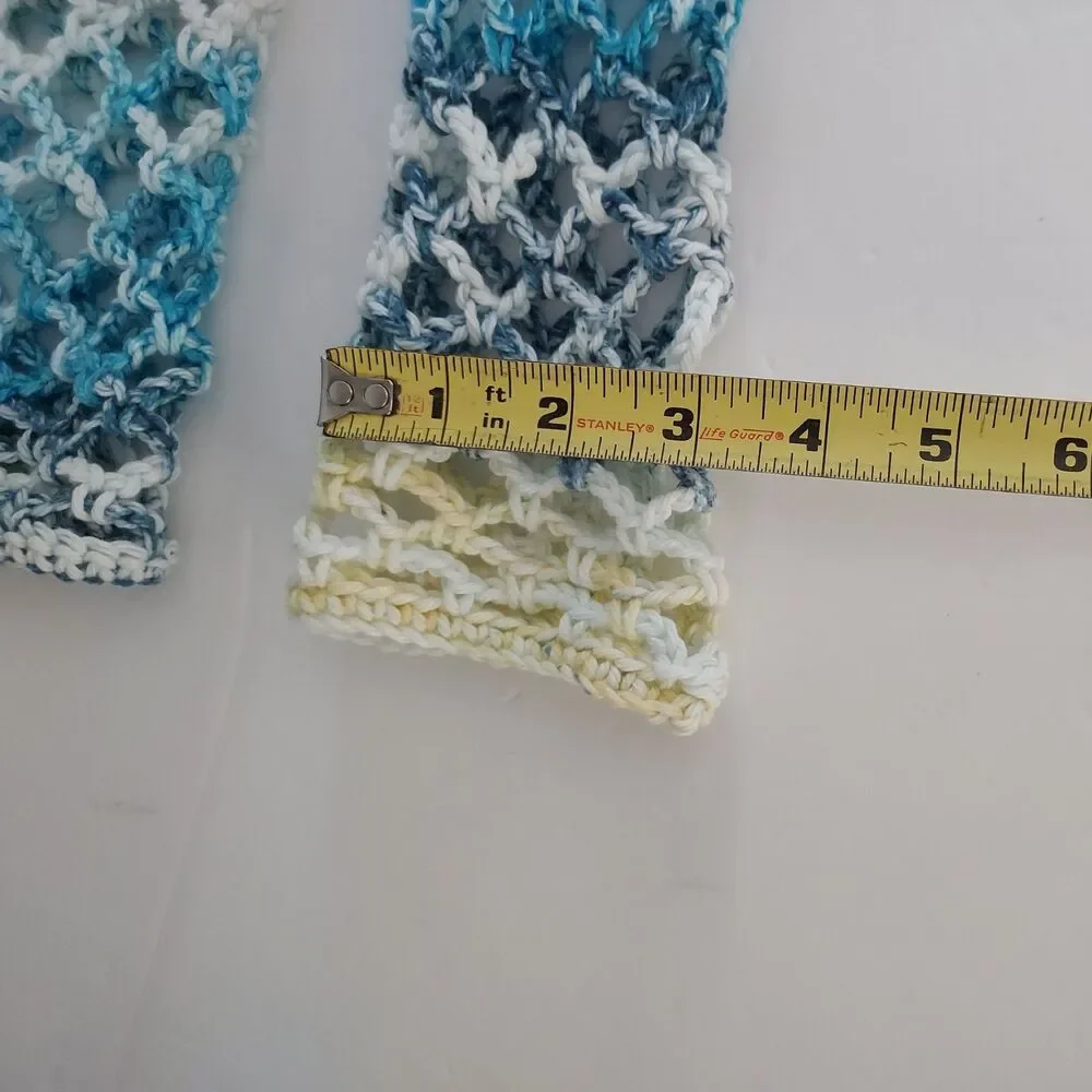 Fishnet Handmade Crochet Long Fingerless Gloves - multi color - Mesh Goth NEW